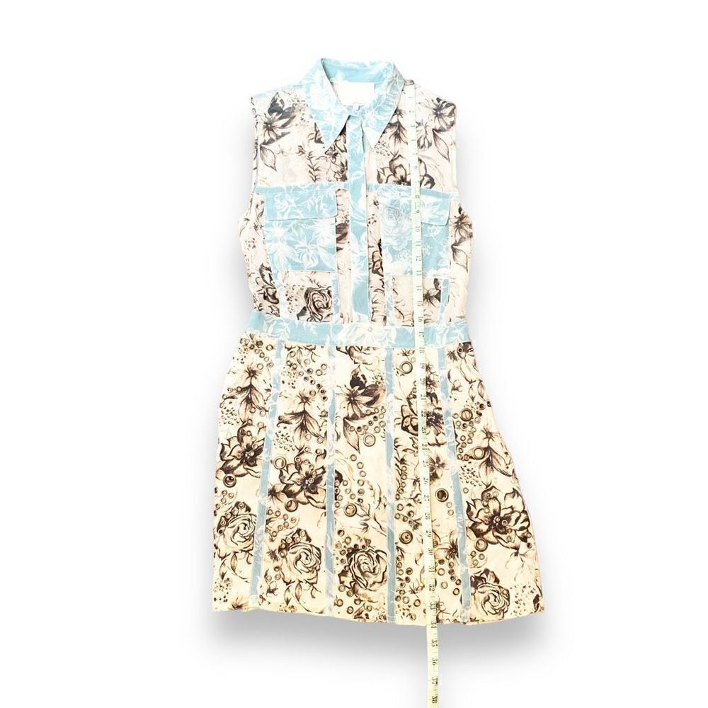 3.1 Phillip Lim Floral Silk Shirt Dress Blue Cream Grommet Collared Women’s Sz 2 - Picture 16 of 16
